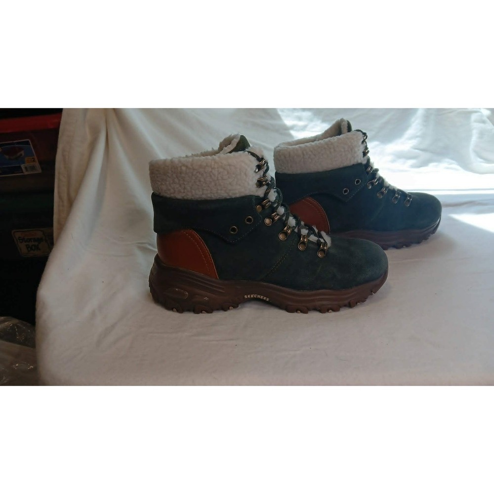 Skechers Hunter Green Faux Fur Winter Hiking Boots 167087 Womens 8.5